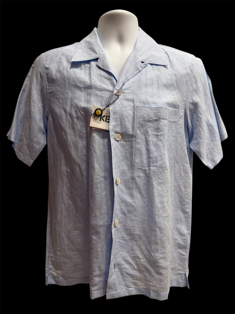 Men’s Kenzo Paris Linen Cotton Blend Blue short sleeve NWT $230 size S